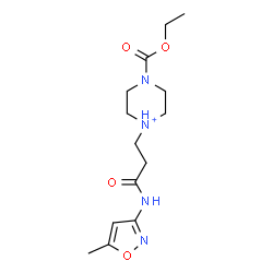 ChemSpider 2D Image | 4-(Ethoxycarbonyl)-1-{3-[(5-methyl-1,2-oxazol-3-yl)amino]-3-oxopropyl}piperazin-1-ium | C14H23N4O4