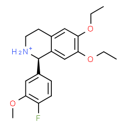 ChemSpider 2D Image | (1R)-6,7-Diethoxy-1-(4-fluoro-3-methoxyphenyl)-1,2,3,4-tetrahydroisoquinolinium | C20H25FNO3