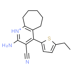 ChemSpider 2D Image | 2-Amino-3-cyano-4-(5-ethyl-2-thienyl)-6,7,8,9-tetrahydro-5H-cyclohepta[b]pyridinium | C17H20N3S
