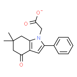 ChemSpider 2D Image | (6,6-Dimethyl-4-oxo-2-phenyl-4,5,6,7-tetrahydro-1H-indol-1-yl)acetate | C18H18NO3