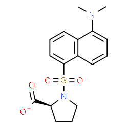ChemSpider 2D Image | (2S)-1-{[5-(Dimethylamino)-1-naphthyl]sulfonyl}-2-pyrrolidinecarboxylate | C17H19N2O4S
