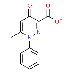 ChemSpider 2D Image | 6-Methyl-4-oxo-1-phenyl-1,4-dihydro-3-pyridazinecarboxylate | C12H9N2O3