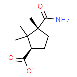 ChemSpider 2D Image | (1R,3R)-3-Carbamoyl-2,2,3-trimethylcyclopentanecarboxylate | C10H16NO3