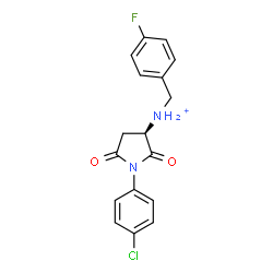 ChemSpider 2D Image | (3R)-1-(4-Chlorophenyl)-N-(4-fluorobenzyl)-2,5-dioxo-3-pyrrolidinaminium | C17H15ClFN2O2