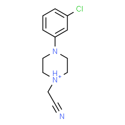 ChemSpider 2D Image | 4-(3-Chlorophenyl)-1-(cyanomethyl)piperazin-1-ium | C12H15ClN3