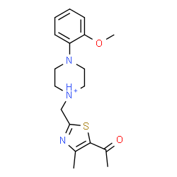 ChemSpider 2D Image | 1-[(5-Acetyl-4-methyl-1,3-thiazol-2-yl)methyl]-4-(2-methoxyphenyl)piperazin-1-ium | C18H24N3O2S