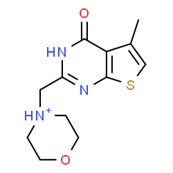 ChemSpider 2D Image | 4-[(5-Methyl-4-oxo-3,4-dihydrothieno[2,3-d]pyrimidin-2-yl)methyl]morpholin-4-ium | C12H16N3O2S