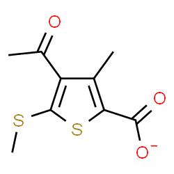 ChemSpider 2D Image | 4-Acetyl-3-methyl-5-(methylsulfanyl)-2-thiophenecarboxylate | C9H9O3S2