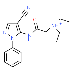 ChemSpider 2D Image | 2-[(4-Cyano-1-phenyl-1H-pyrazol-5-yl)amino]-N,N-diethyl-2-oxoethanaminium | C16H20N5O