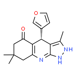 ChemSpider 2D Image | (4S)-4-(3-Furyl)-3,7,7-trimethyl-1,2,4,6,7,8-hexahydro-5H-pyrazolo[3,4-b]quinolin-5-one | C17H19N3O2