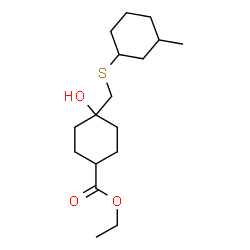 ChemSpider 2D Image | Ethyl 4-hydroxy-4-{[(3-methylcyclohexyl)sulfanyl]methyl}cyclohexanecarboxylate | C17H30O3S