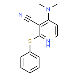 ChemSpider 2D Image | 3-Cyano-4-(dimethylamino)-2-(phenylsulfanyl)pyridinium | C14H14N3S