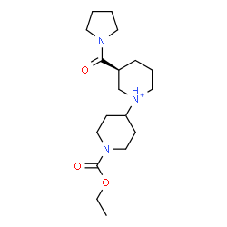 ChemSpider 2D Image | (3S)-1-[1-(Ethoxycarbonyl)-4-piperidinyl]-3-(1-pyrrolidinylcarbonyl)piperidinium | C18H32N3O3