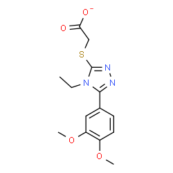 ChemSpider 2D Image | {[5-(3,4-Dimethoxyphenyl)-4-ethyl-4H-1,2,4-triazol-3-yl]sulfanyl}acetate | C14H16N3O4S