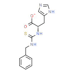 ChemSpider 2D Image | (2S)-2-[(Benzylcarbamothioyl)amino]-3-(1H-imidazol-5-yl)propanoate | C14H15N4O2S
