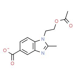 ChemSpider 2D Image | 1-(2-Acetoxyethyl)-2-methyl-1H-benzimidazole-5-carboxylate | C13H13N2O4