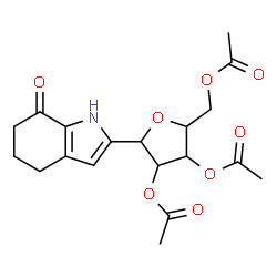 ChemSpider 2D Image | 2,3,5-Tri-O-acetyl-1,4-anhydro-1-(7-oxo-4,5,6,7-tetrahydro-1H-indol-2-yl)pentitol | C19H23NO8