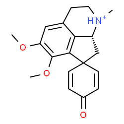 ChemSpider 2D Image | (8a'R)-5',6'-Dimethoxy-1'-methyl-4-oxo-2',3',8',8a'-tetrahydro-1'H-spiro[cyclohexa-2,5-diene-1,7'-cyclopenta[ij]isoquinolinium] | C19H22NO3