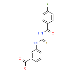 ChemSpider 2D Image | 3-{[(4-Fluorobenzoyl)carbamothioyl]amino}benzoate | C15H10FN2O3S