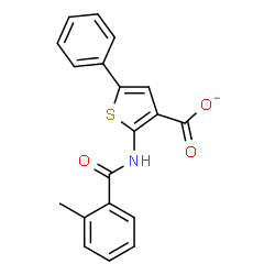 ChemSpider 2D Image | 2-[(2-Methylbenzoyl)amino]-5-phenyl-3-thiophenecarboxylate | C19H14NO3S