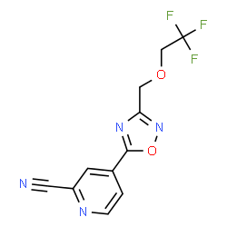 ChemSpider 2D Image | 4-{3-[(2,2,2-Trifluoroethoxy)methyl]-1,2,4-oxadiazol-5-yl}-2-pyridinecarbonitrile | C11H7F3N4O2