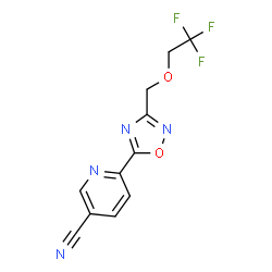 ChemSpider 2D Image | 6-{3-[(2,2,2-Trifluoroethoxy)methyl]-1,2,4-oxadiazol-5-yl}nicotinonitrile | C11H7F3N4O2