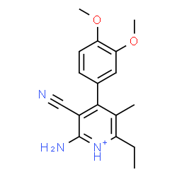 ChemSpider 2D Image | 2-Amino-3-cyano-4-(3,4-dimethoxyphenyl)-6-ethyl-5-methylpyridinium | C17H20N3O2