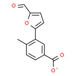 ChemSpider 2D Image | 3-(5-Formyl-2-furyl)-4-methylbenzoate | C13H9O4