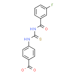 ChemSpider 2D Image | 4-{[(3-Fluorobenzoyl)carbamothioyl]amino}benzoate | C15H10FN2O3S