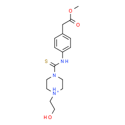 ChemSpider 2D Image | 1-(2-Hydroxyethyl)-4-{[4-(2-methoxy-2-oxoethyl)phenyl]carbamothioyl}piperazin-1-ium | C16H24N3O3S