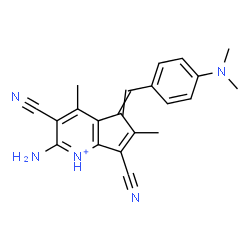 ChemSpider 2D Image | 2-Amino-3,7-dicyano-5-[4-(dimethylamino)benzylidene]-4,6-dimethyl-5H-cyclopenta[b]pyridinium | C21H20N5