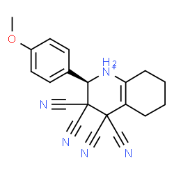 ChemSpider 2D Image | (2R)-3,3,4,4-Tetracyano-2-(4-methoxyphenyl)-1,2,3,4,5,6,7,8-octahydroquinolinium | C20H18N5O