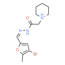 ChemSpider 2D Image | 1-(2-{(2Z)-2-[(4-Bromo-5-methyl-2-furyl)methylene]hydrazino}-2-oxoethyl)piperidinium | C13H19BrN3O2