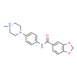ChemSpider 2D Image | 4-{4-[(1,3-Benzodioxol-5-ylcarbonyl)amino]phenyl}-1-methylpiperazin-1-ium | C19H22N3O3