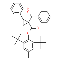 ChemSpider 2D Image | 2,6-Ditert-butyl-4-methylphenyl 1-[hydroxy(phenyl)methyl]-2-phenylcyclopropanecarboxylate | C32H38O3
