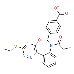 ChemSpider 2D Image | 4-[(6R)-3-(Ethylsulfanyl)-7-propionyl-6,7-dihydro[1,2,4]triazino[5,6-d][3,1]benzoxazepin-6-yl]benzoate | C22H19N4O4S