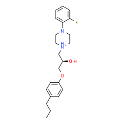 ChemSpider 2D Image | 4-(2-Fluorophenyl)-1-[(2R)-2-hydroxy-3-(4-propylphenoxy)propyl]piperazin-1-ium | C22H30FN2O2
