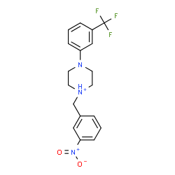 ChemSpider 2D Image | 1-(3-Nitrobenzyl)-4-[3-(trifluoromethyl)phenyl]piperazin-1-ium | C18H19F3N3O2