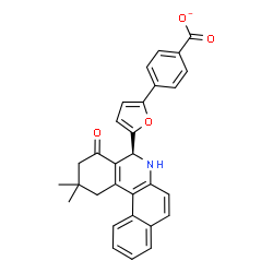 ChemSpider 2D Image | 4-{5-[(5S)-2,2-Dimethyl-4-oxo-1,2,3,4,5,6-hexahydrobenzo[a]phenanthridin-5-yl]-2-furyl}benzoate | C30H24NO4