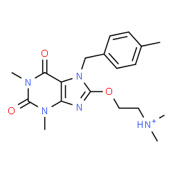 ChemSpider 2D Image | 2-{[1,3-Dimethyl-7-(4-methylbenzyl)-2,6-dioxo-2,3,6,7-tetrahydro-1H-purin-8-yl]oxy}-N,N-dimethylethanaminium | C19H26N5O3