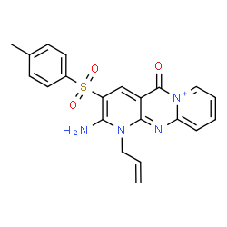 ChemSpider 2D Image | 1-Allyl-2-amino-3-[(4-methylphenyl)sulfonyl]-5-oxo-1,5-dihydrodipyrido[1,2-a:2',3'-d]pyrimidin-6-ium | C21H19N4O3S