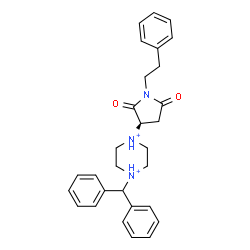 ChemSpider 2D Image | 1-[(3R)-2,5-Dioxo-1-(2-phenylethyl)-3-pyrrolidinyl]-4-(diphenylmethyl)piperazinediium | C29H33N3O2