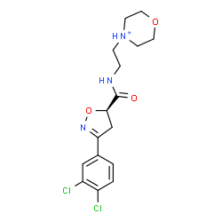 ChemSpider 2D Image | 4-[2-({[(5R)-3-(3,4-Dichlorophenyl)-4,5-dihydro-1,2-oxazol-5-yl]carbonyl}amino)ethyl]morpholin-4-ium | C16H20Cl2N3O3