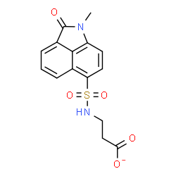 ChemSpider 2D Image | 3-{[(1-Methyl-2-oxo-1,2-dihydrobenzo[cd]indol-6-yl)sulfonyl]amino}propanoate | C15H13N2O5S