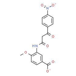 ChemSpider 2D Image | 4-Methoxy-3-{[3-(4-nitrophenyl)-3-oxopropanoyl]amino}benzoate | C17H13N2O7
