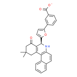 ChemSpider 2D Image | 3-{5-[(5S)-2,2-Dimethyl-4-oxo-1,2,3,4,5,6-hexahydrobenzo[a]phenanthridin-5-yl]-2-furyl}benzoate | C30H24NO4