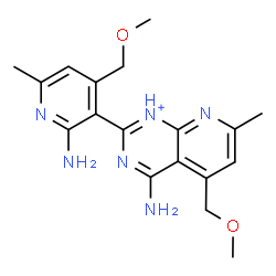 ChemSpider 2D Image | 4-Amino-2-[2-amino-4-(methoxymethyl)-6-methyl-3-pyridinyl]-5-(methoxymethyl)-7-methylpyrido[2,3-d]pyrimidin-1-ium | C18H23N6O2