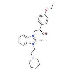 ChemSpider 2D Image | 2-Amino-3-[(2R)-2-(4-ethoxyphenyl)-2-hydroxyethyl]-1-[2-(1-piperidinyl)ethyl]-1H-3,1-benzimidazol-3-ium | C24H33N4O2