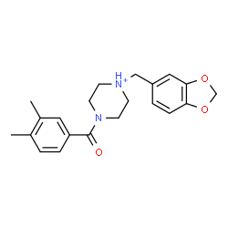ChemSpider 2D Image | 1-(1,3-Benzodioxol-5-ylmethyl)-4-(3,4-dimethylbenzoyl)piperazin-1-ium | C21H25N2O3