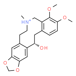 ChemSpider 2D Image | (14S)-14-Hydroxy-3,4-dimethoxy-6-methyl-5,6,7,8,14,15-hexahydrobenzo[c][1,3]benzodioxolo[5,6-g]azecin-6-ium | C21H26NO5